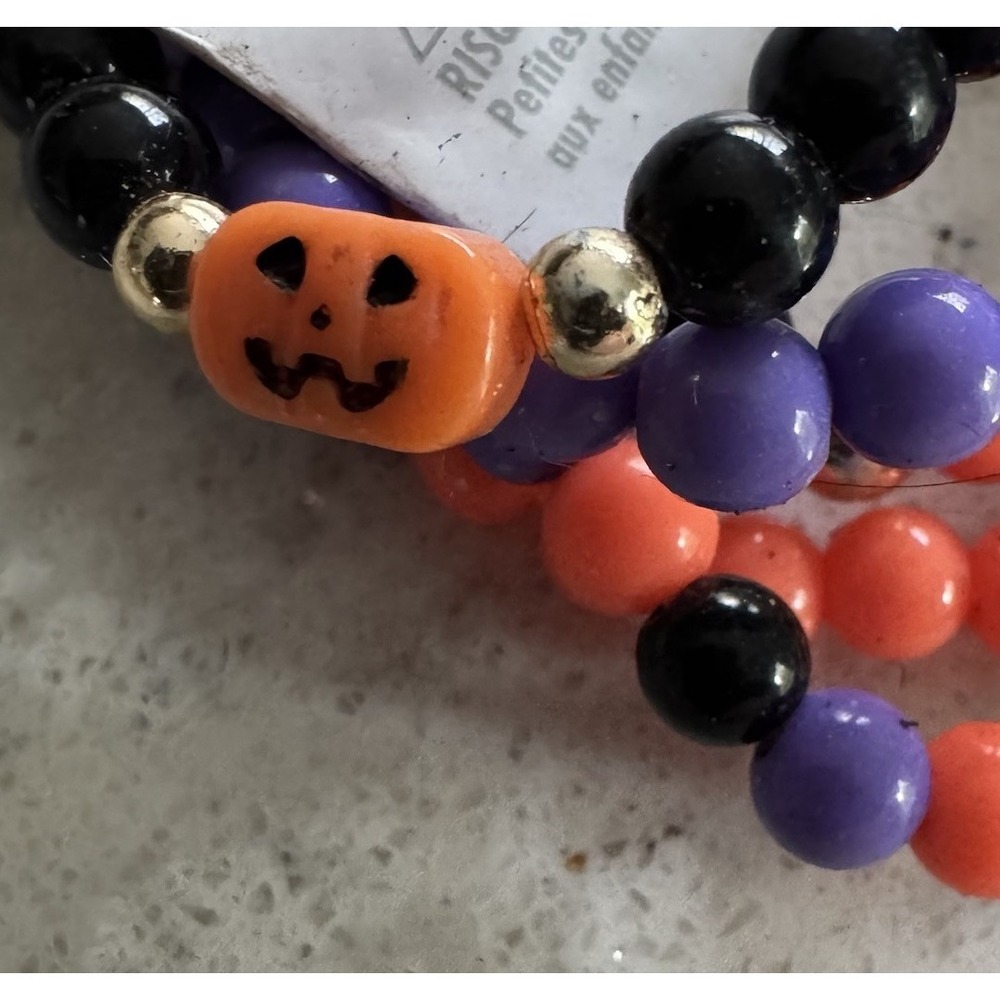 Claire's Halloween 5 Bracelet Set Orange Black Purple Witchy Boo Pumpkin Plastic - Picture 4 of 10